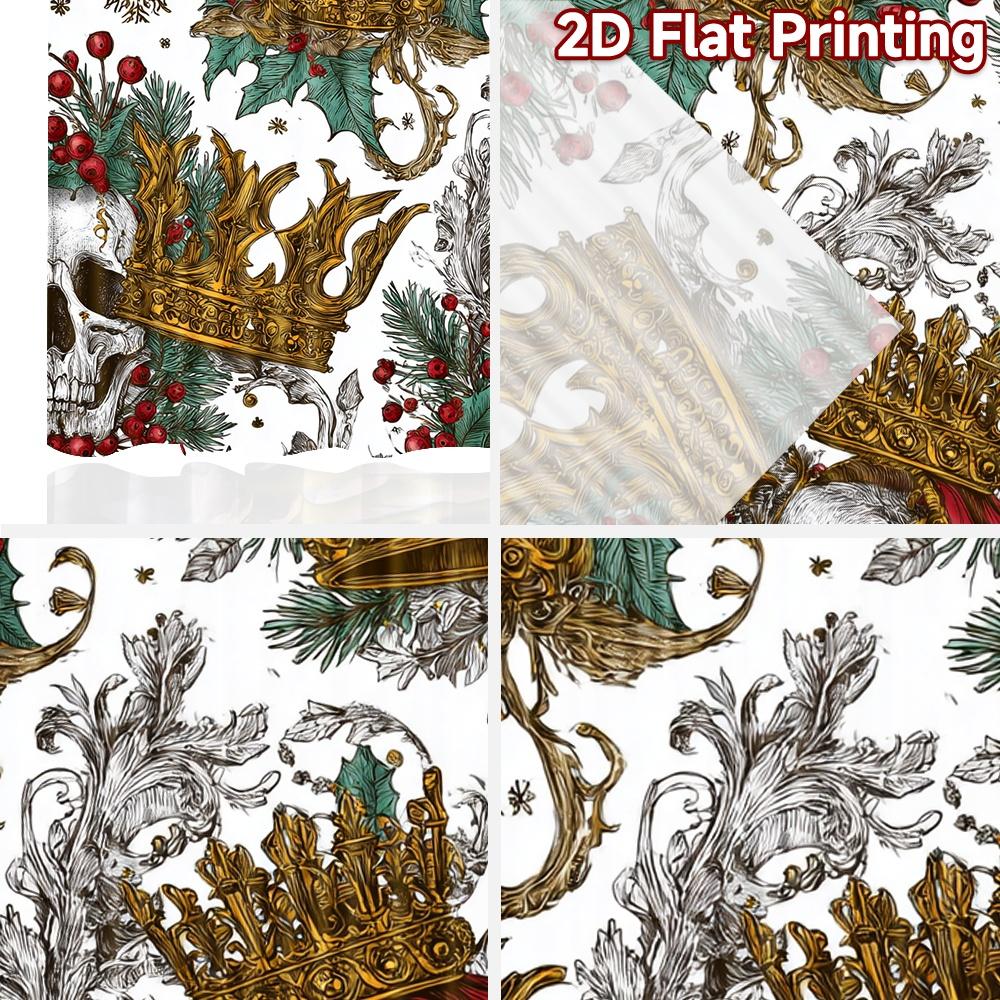 2D flat printing 2pcs Curtain Party Curtains Christmas Golden Crown Decor Digital Printed Polyester Drapes Family Party