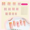 Strawberry Print Orange Tone Press-On Nails, Medium-Long Length, Women's Wearable Manicure