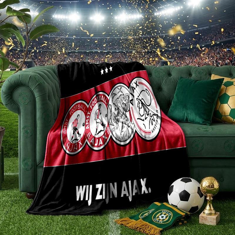 Ajax Amsterdam Crest Throws Blanket Flannel Blankets Plush for Couch Bed Gifts for Men Women Travel picnic blanket Christmas fan gifts