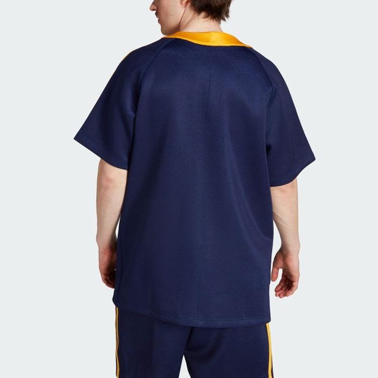 Adidas Мужская рубашка с коротким рукавом Originals Three Stripes Color Block Logo, темно-синяя IM4458