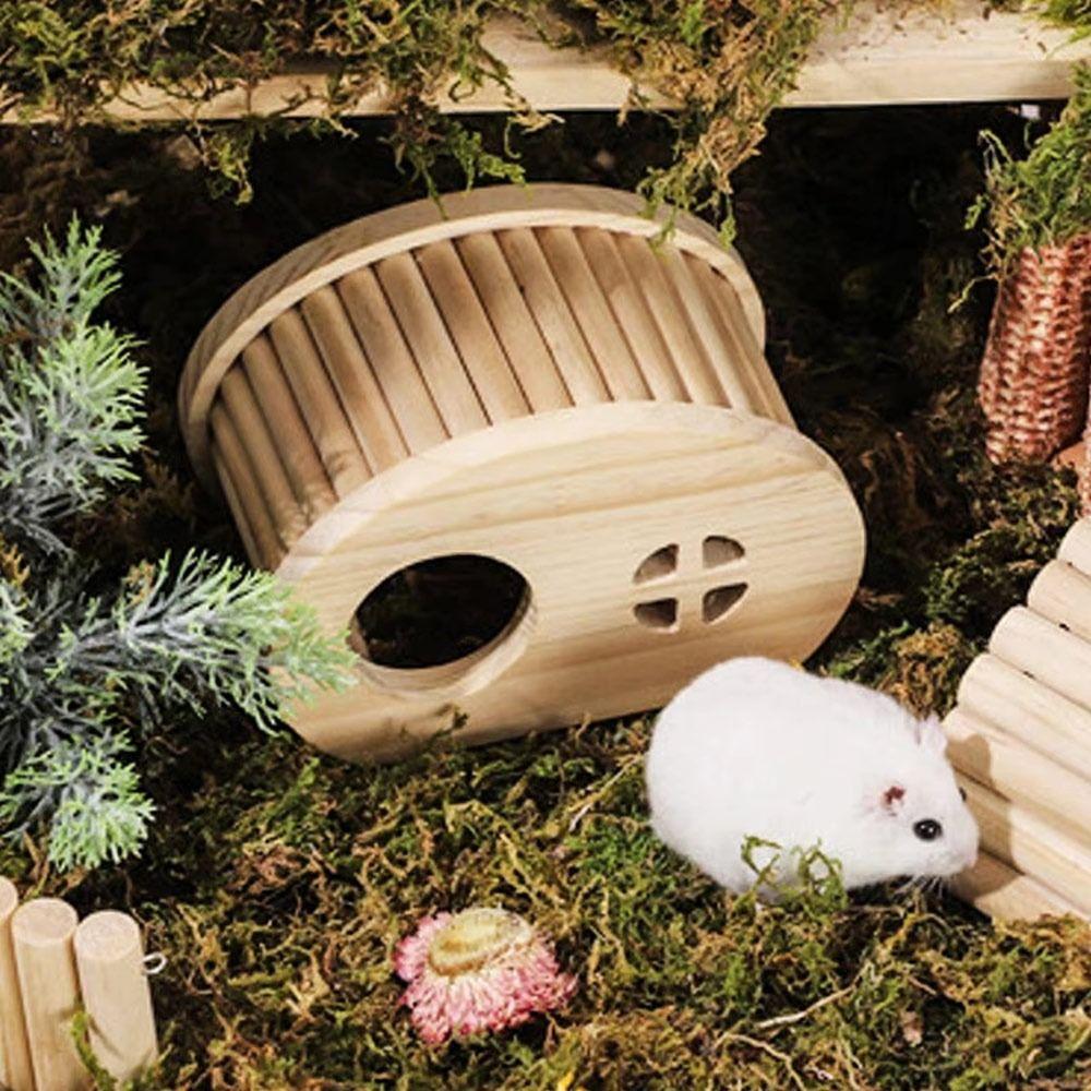 with Hiding Hole Hamster House Smooth Hamster Wooden Bridge for Guinea Pigs Rats Small Animals