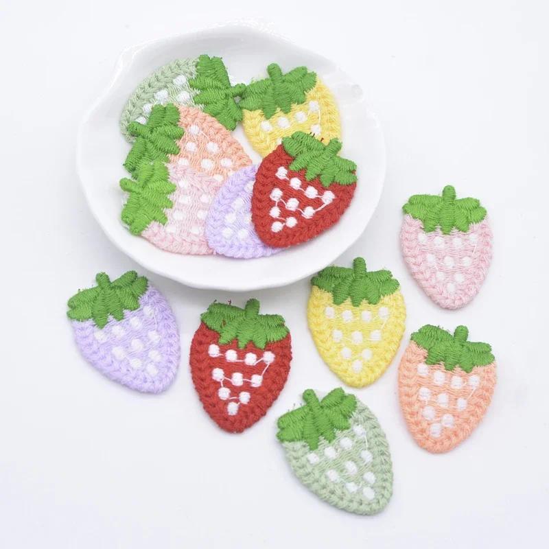 20Pcs 25*35mm Sweet Strawberry Fruit Applique for DIY Clothes Hat Shoes Sewing Patches Headwear Hair Clips Decor Accessories