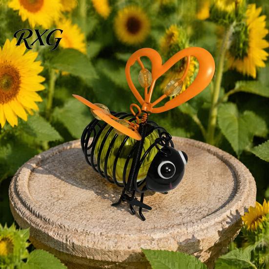 Bright Outdoor Bee Path Lights Solar Powered Hanging Lights, Metal Bouncy Spring Ornaments, Waterproof Decor IP65 Fairy for Backyard Patio Playful