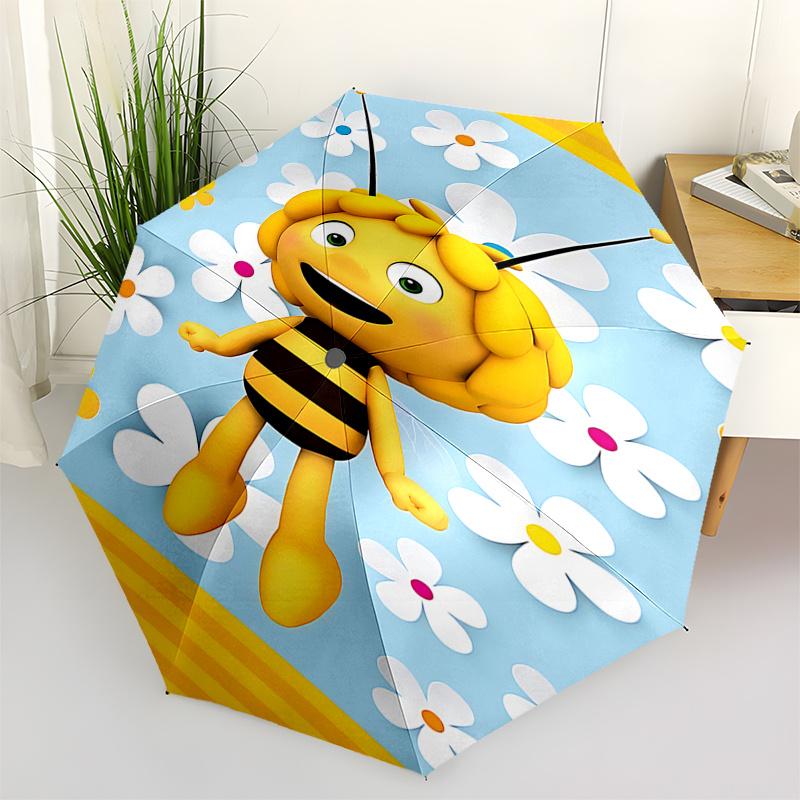 Bee Happy: Automatic Opening Folding Umbrella with 3-Fold Design, Iron Frame for Outdoor Use, Perfect Gift for Fans and Travelers0104451a