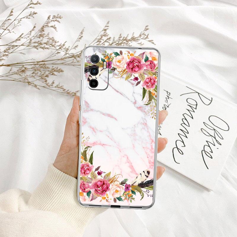 Red Rose Marble Transparent Phone Case for Motorola Moto G7 G8 G9 G84 G85 G73 G24 G15 Z2 Play Power Plus