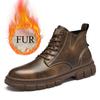 Модные зимние ботинки для пустыни, мужские ботинки на шнуровке в стиле ретро, коричневые, из натуральной кожи, для занятий спортом на открытом воздухе, ковбойские ботинки с флисовой подкладкой, зимняя обувь