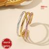 Открытый браслет-манжета C-образной формы с бамбуковым соединением из нержавеющей стали