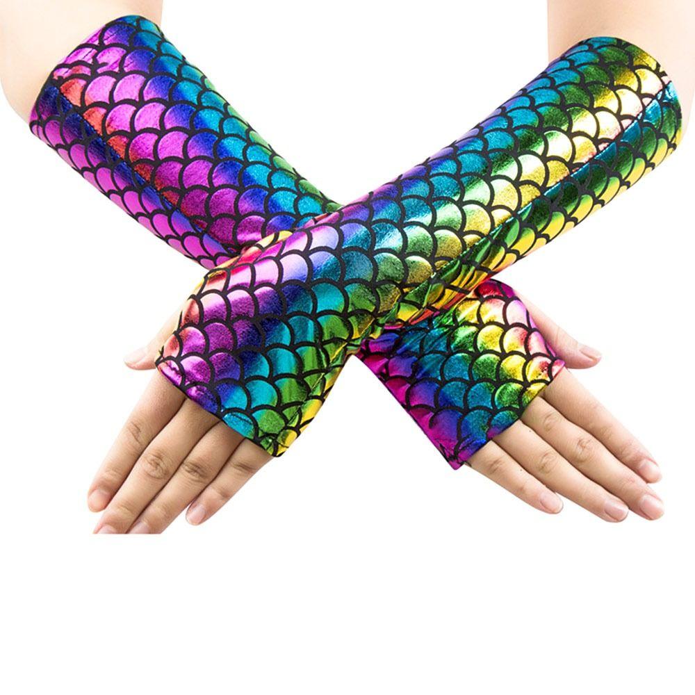 Красочные нарукавники длинные защита от солнца модные готические митенки Хэллоуин сцена