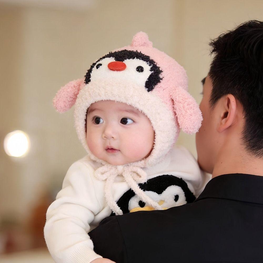 5-36 Months Knitted Ear Flap Hat Fits 44cm-50cm Head Winter Plush Baby Hat  Outdoor Play