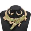 Creative Rhinestone Decoration Crocodile Design Women Necklace And Earring Set