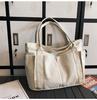 Canvas Bag Women's Large Capacity Shoulder Tote Bag Solid Color Hobo Bag
