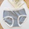 French Style Beauty Lace Colored Yarn Baby Briefs Women's Underwear All Cotton Extended Crotch Antibacterial Panties