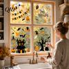 Bright Color Halloween Decals 4 Sheets Electrostatic Glass Stickers, Cartoon Pumpkins Castle Bats Window Friendly Art PVC Waterproof Static Clings for