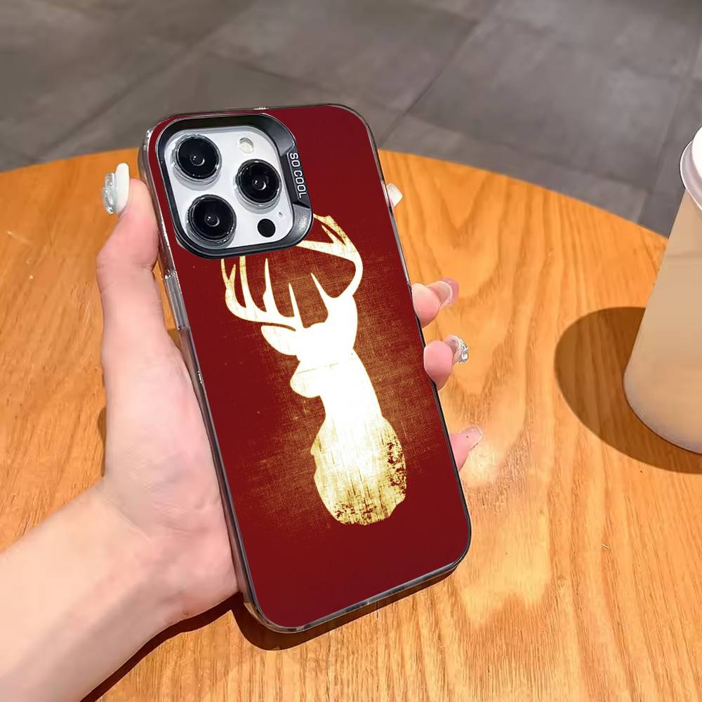 Крутой чехол B-BrowningS Huntings DEER для iPhone 17,16,15,14,13,12,11 Plus,Pro Max,XS,Цветной Серебряный Позолоченный Внутренний Чехол