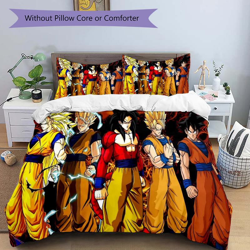Набор постельного белья Dragon Ball Heroes Saiyan Power Print 3 шт. Пододеяльник с 2 наволочками Домашний Подарок на День Рождения