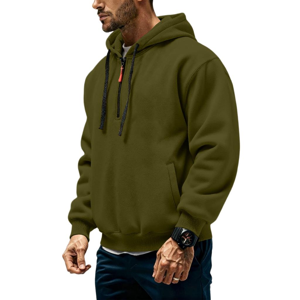 Men's Fleece Hoodie Casual Long Sleeve 1/4 Zipper Pullover Sweatshirts