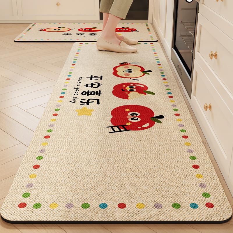 Kitchen Floor Mat With Cartoon Animal Patterns, Water And Oil Absorbent Wear-Resistant Anti-Slip, Entrance Rug Home Decor