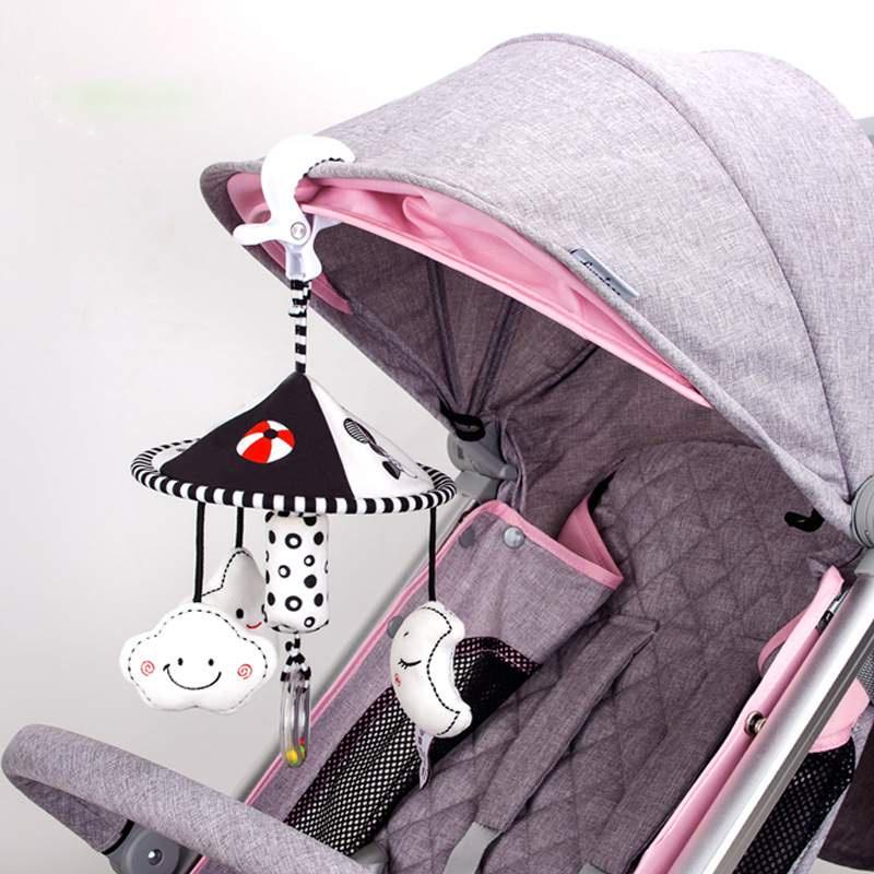 Детская черно-белая погремушка-колокольчик, подвеска-музыка ветра, подвеска на детскую кроватку, вращающийся мобиль