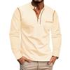 Fashion European and American fashion spring and summer men's long-sleeved stand-up collar Henry shirt, solid color business leisure sports long-sleev