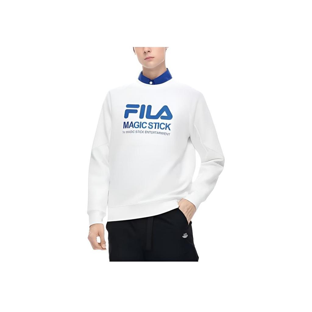 Fila Повседневный Свободный Трикотажный Пуловер с Логотипом Длинный Рукав Американский Свитшот Мужской свитшот Стандартный-Белый F51M249215FWT