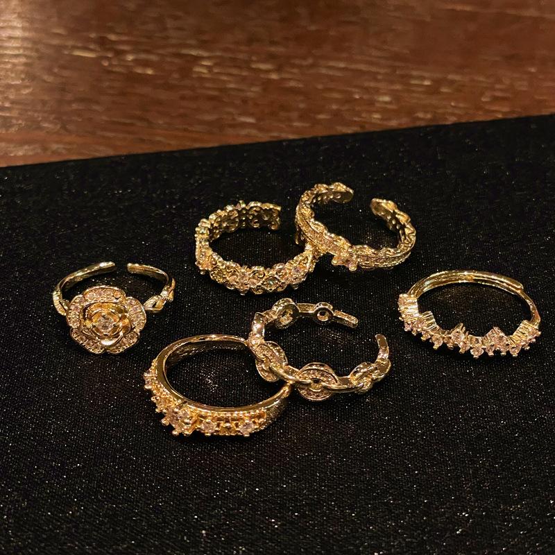 Средневековое французское ретро кольцо с открытой шинкой и полным бриллиантом, модное, с высоким чувством стиля и темпераментом, нишевый дизайн, изысканные бриллиантовые аксессуары для женщин