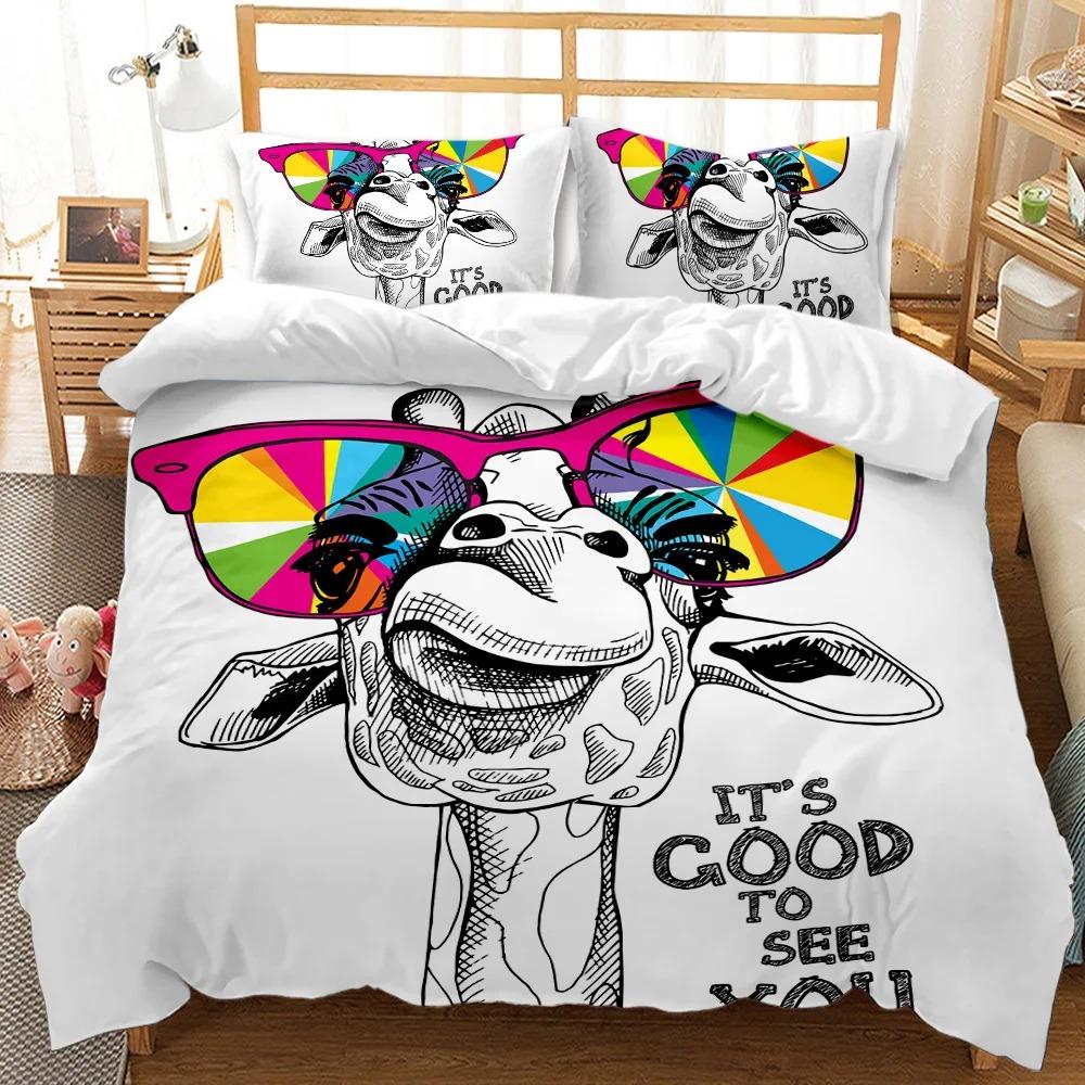 Комплект постельного белья с изображением животных ламы и милых альпак для мальчиков и девочек, двуспальный пододеяльник, наволочка для кровати, детский и взрослый домашний текстиль