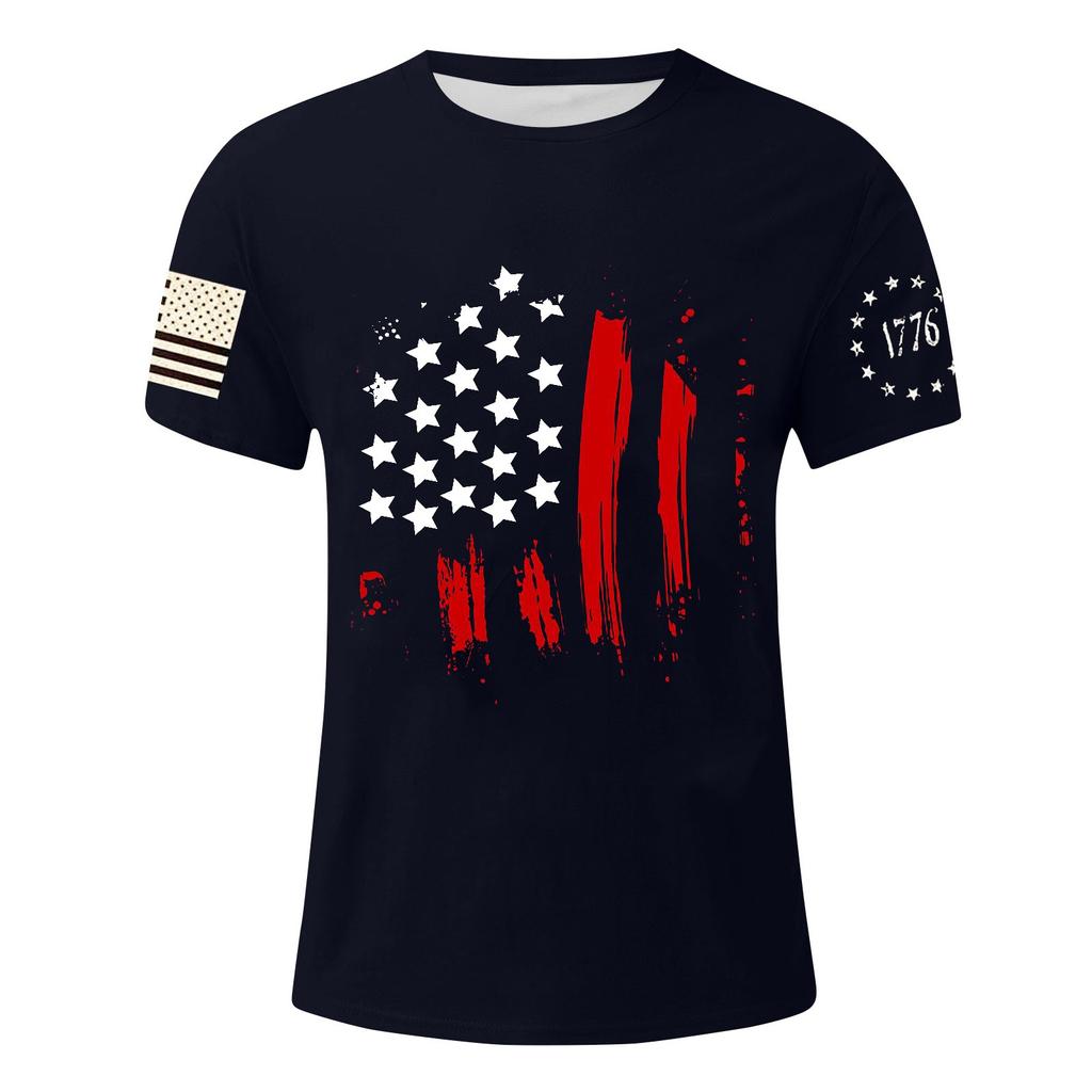 Men's Independence Day Printed T-Shirt Men's Loose Casual Short Sleeve Top