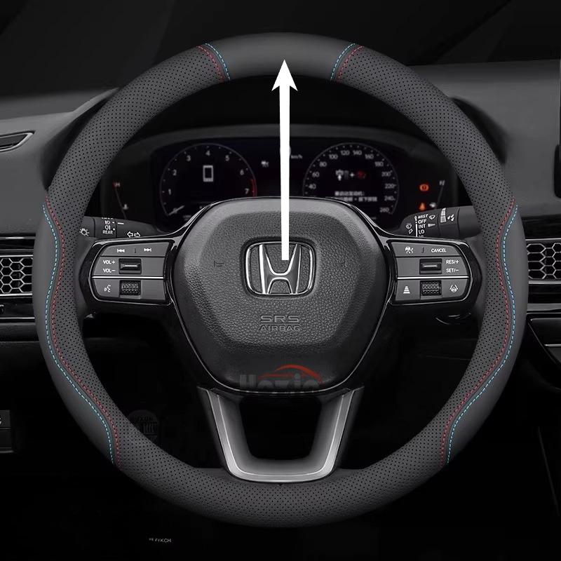AQJ1 Leather Car Steering Wheel Cover for Honda HRV CRV Civic City Passport Accord CRZ 2022 2023 2024 2025 2026 Interior Accessories