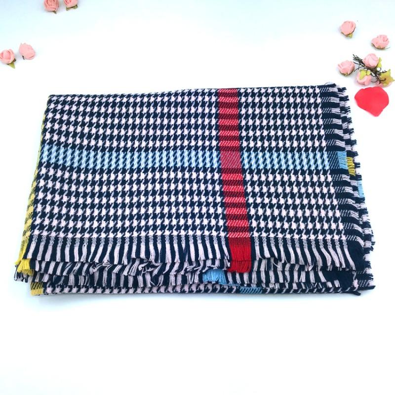 Yang Mi Shawl Women's Autumn and Winter Warmth Imitation Cashmere Thickened Short Beard British Plaid Scarf Light Luxury
