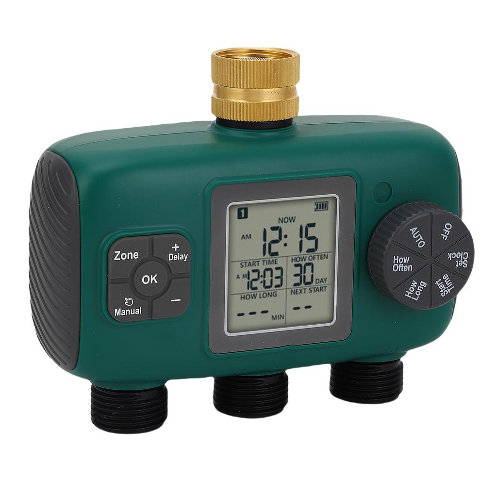 3-выходной таймер полива с латунным портом, водонепроницаемый, ЖК-дисплей, таймер полива, контроллер ирригации