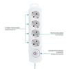 Tm Electron Multiprise 4 Prises Avec Interrupteur, Blanc - TMUAD204WH