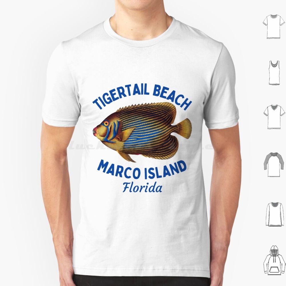 Tigertail Beach  Marco Island  FloridaBlue TextVacation  Leisure T Shirt 6xl Cotton Cool Tee Tigertail Beach Tigertail