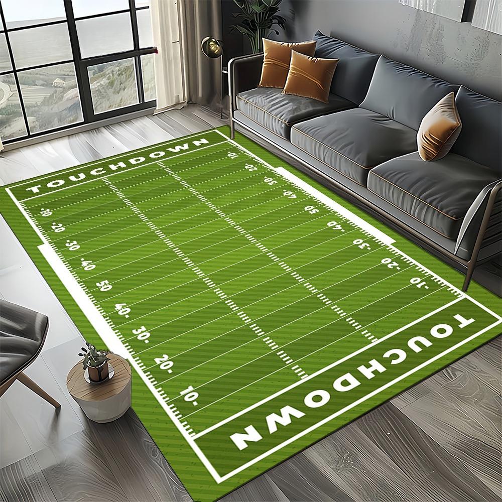 American Football Field Pattern Area Rug Non-Slip Floor Carpet for Living Room Bedroom Sports Themed Home Decor Mat for Game Fan