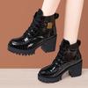 8cm 10cm Small Size 33-43 New Bright Leather Boots Thick Platform Shoes Winter 2025 Block High Heels Ankle Motorcycle Boots Mom