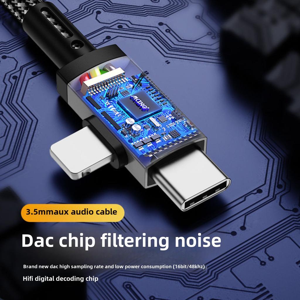 Кабель-адаптер Lightning на USB-C на 3,5 мм, плетеный аудиокабель, подходит для iPhone, Samsung, Motorola, автомобильный AUX аудиокабель.