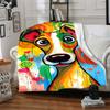 1pc Colorful Dog Art Blanket - Lightweight Flannel Fleece with Digital Printing, Soft Warm for Sofa, Travel, Camping, Office yy251018306