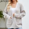 Relaxed-Fit Knitted Cardigan for Women Autumn/Winter Vintage-Inspired Design Mid-Length Knitted Cardigan