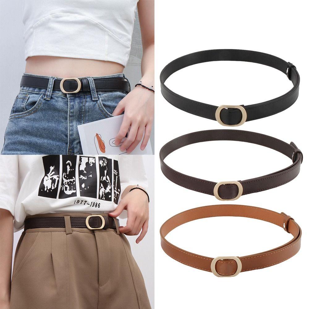 Versatile Leather Belt Casual Trouser Dress Belts Fashion Thin Waist Strap
