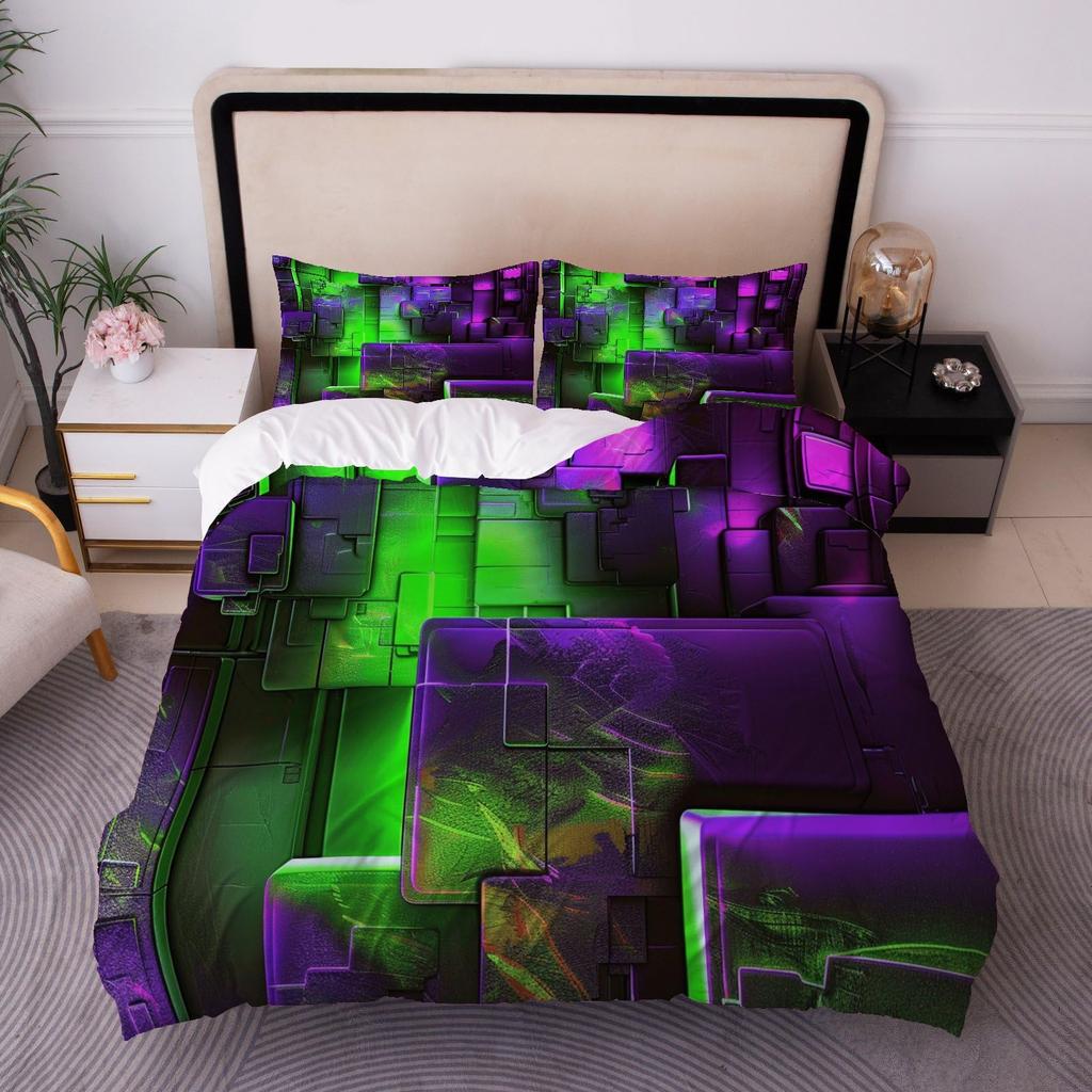 Покрывала Color Block для детей Мальчиков Девочек Размер Queen Покрывала для одеял Легкие Пуховые Декор комнаты 2 наволочки 1 пододеяльник Без одеяла