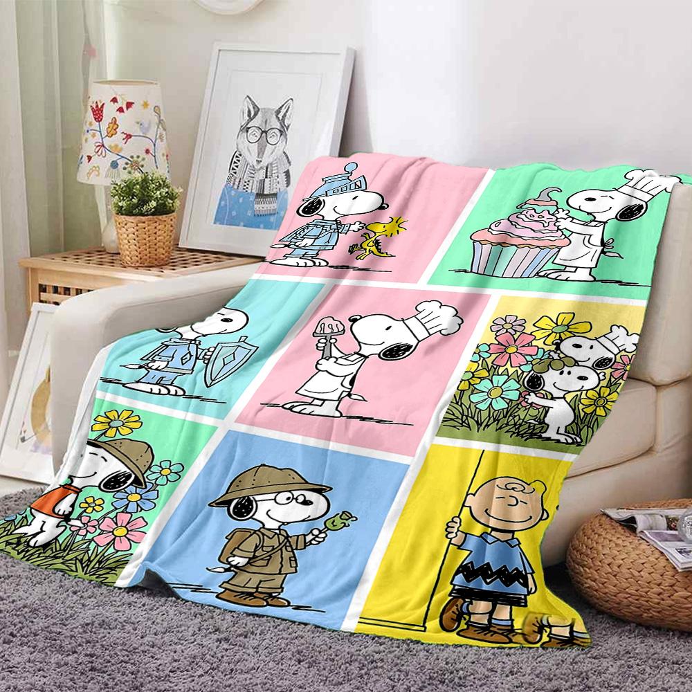 1pc Snoopys Valentine Collage flannel Blanket for Super Soft Cute Comfort Blanket for Travel Bedding Couch Sofa Blanket Y7306