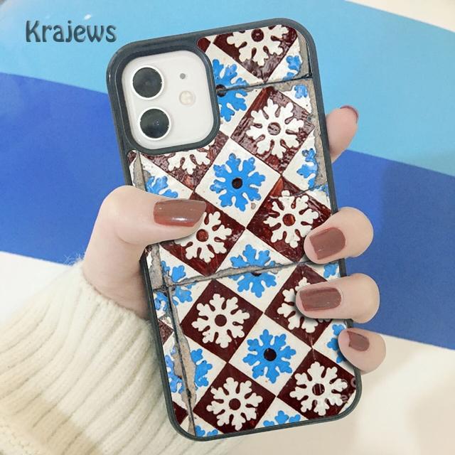 Krajews Древняя Цветочная Плитка Мягкий Чехол для Телефона для iPhone 17 Air 16 15 14 plus 11 12 13 pro max coque Shell Fundas