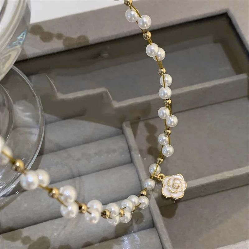 Классическое жемчужно-белое ожерелье с камелией, сладкий весенний кулон, цепочка для пикника, вечерние ювелирные аксессуары, подарок для женщин