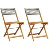 VidaXL Chaises de bistrot lot de 2 gris bois massif d'acacia et rotin, chaise de bistro d'extérieur, chaise pliable, chaise 367676