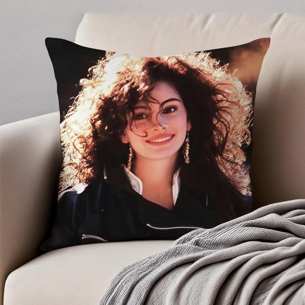 JJulia Roberts Cushion Cover Pillowcase Antidustmite Invisible Zipper Short Plush Sofa Cushion