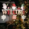 Christmas Wood Door Sign Santa Gnome Snowman Elk Indoor Outdoor Decoration Front Door Wall Hanging Welcome Doorplate Pendant Party Scene Setting Prop