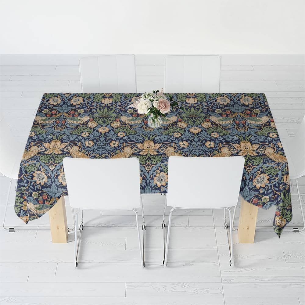 Boho Flower Bird Rectangle Waterproof Tablecloth Party Decor Reusable Farmhouse Kitchen Dining Tablecloth Wedding Decorations