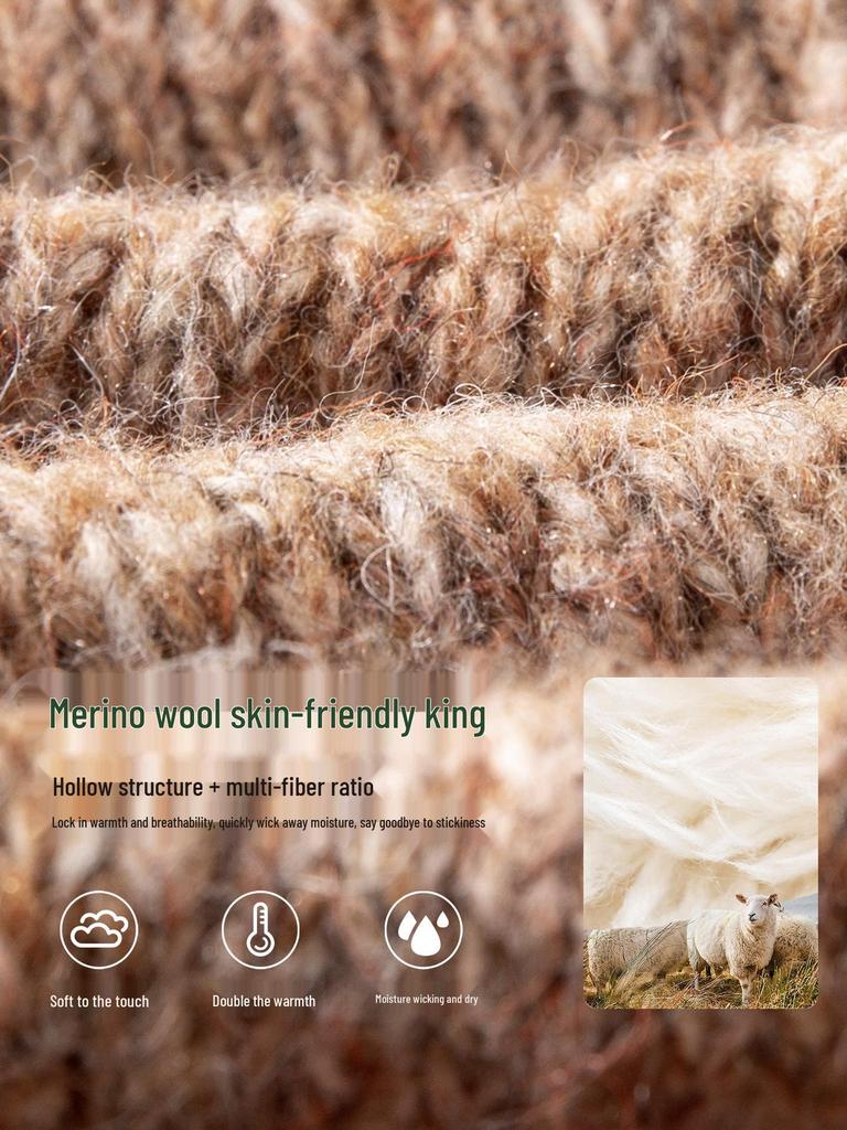 Зимний однотонный худи для девочек 2025 года - Вязаный кардиган из смесовой хлопково-шерстяной пряжи