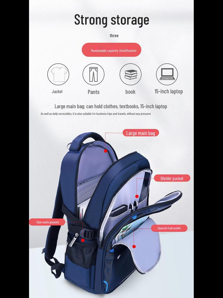 Школьные ранцы большой вместимости для мальчиков 2024 года для учеников начальной и средней школы (3-9 классы)