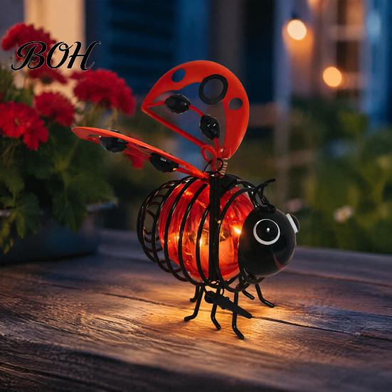 Energy Efficient Solar Lighting Powered Hanging Bee Lights, Metal Bouncy Spring Ornaments, Decorative Lights IP65 Waterproof Fairy for Outdoor