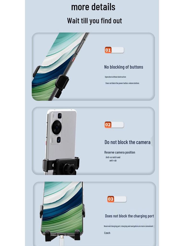 Universal Car Phone Holder with Silicone Suction Cup and Telescopic Rod for Air Vent